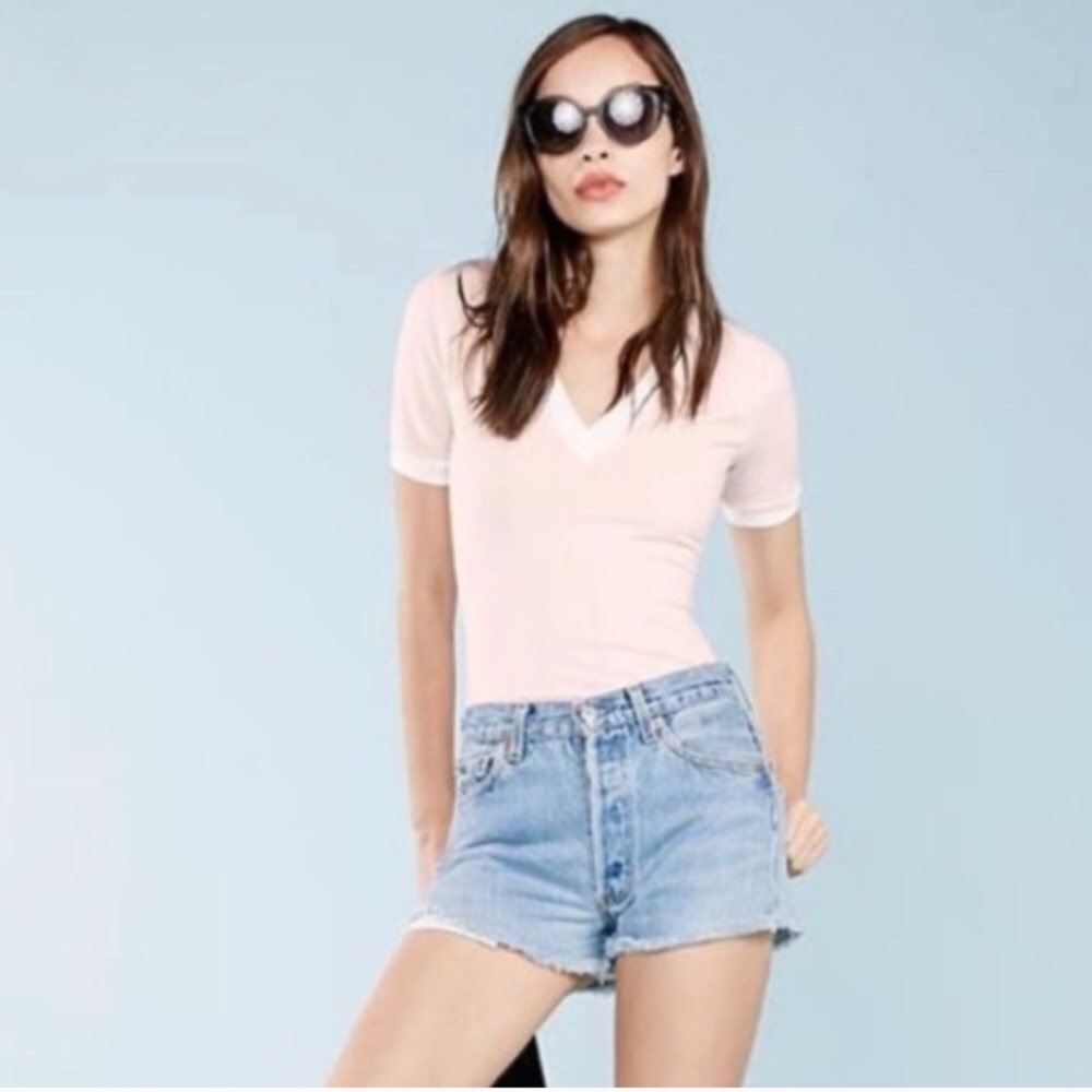 Reformation Palmer V-Neck Two Tone Tee